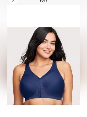 Lot of 2 Glamorise Navy Blue Wireless Magic Lift, Posture, Front Close Bras 44DD